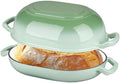 VORRINGARD Enameled Cast Iron Sourdough Bread Oven, Dutch Oven, Loaf Cast Iron Bread Pan for Homemade Bread Baking, Meatloaf Pan with Lid, 7QT, Green by Unknown