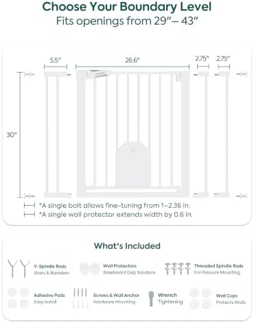 Babelio Auto Close Dog Gate with Cat Door, CatPrivilege I, 29-43" - Image 5