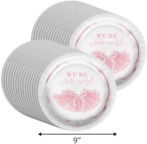 Birthday Galore We're Tutu Excited Pink Bows Baby Shower - 32 Piece Disposable Party Supplies - Baby Shower Decorations - Round Party Plates - Large 9" Paper Plates In Bulk - Image 2