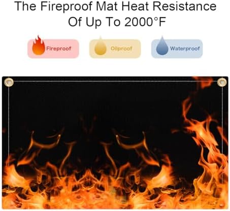 Under Grill Mat 36.6 x 39.3 Inch Fire Pit Mat Black Double-Sided Fireproof Grill Pad Square Fire Pit Mats for Decks Patios Grass BBQ Smoker - Image 6