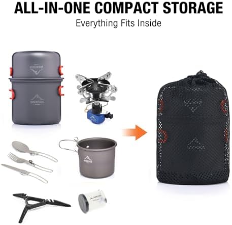 Widesea Camping Cookware Sets for 1-2 Person, Compact Backpacking Cookware with Pots, Stove, Mug and Outdoor Cooking Accessories - Image 6