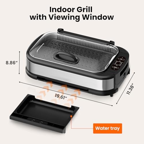Electactic Indoor Smokeless Grill & Griddle, Nonstick Electric Grill with Adjustable Temperature Control, Dishwasher-Safe Parts and Auto Shut-Off for Everyday Cooking - Image 2