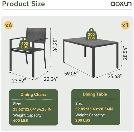 7-Piece Patio Table and Chairs Set for 6, All Weather Patio Dining Sets - Image 2