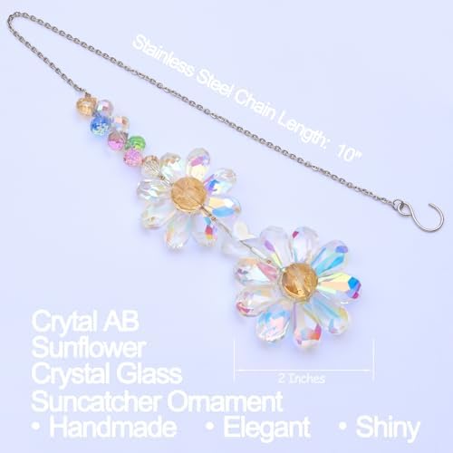 Crystal Flower Suncatcher Hanging Ornament, Rainbow Maker Window Sun Catcher Indoor Outdoor Patio Garden Decor (Crystal AB) - Image 2