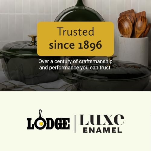 3.6 Quart Luxe Enamel Casserole with Gold Knob, Pesto - Image 7