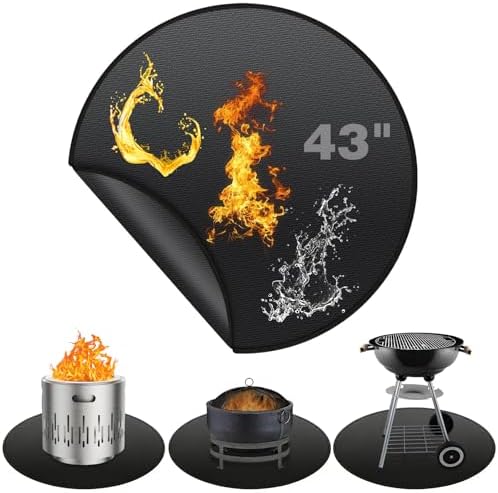 43" Fire Pit Mat for Solo Stove Bonfire - Round Fireproof Waterproof Under Grill Mat, Reusable Solo Stove Accessories for Deck Patio by SDLDEER