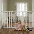 Mumeasy 36" Extra Tall Baby Gate for Doorways, 29.7"-57" Extra Wide Dog Gate for Stairs, Pressure Mounted Auto Close Pet Safety Gate with Easy Walk Thru Door, Large Indoor Child Gate for House, White by Mumeasy-FocusonBabyPetSafetyGate