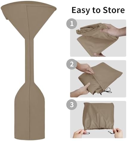 Easy-Going Stand-Up Patio Heater Cover, 95"H x 34"D x 19"B, Camel - Image 6