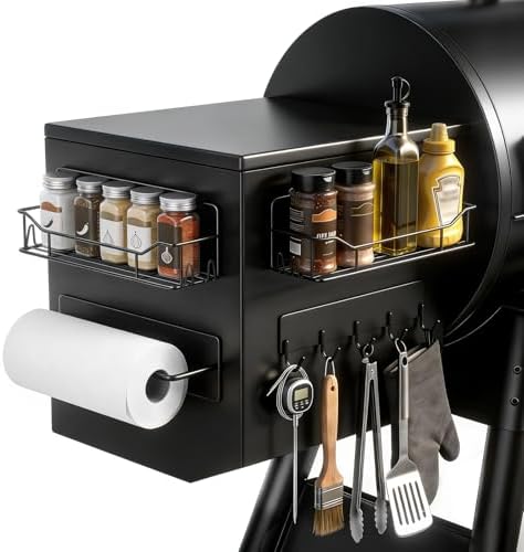 Magnetic Grill Caddy with Bins, BBQ Tool Organizer with Paper Towel Holder by Unknown