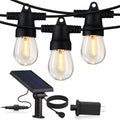 Brightech Ambience Hybrid Outdoor String Lights - Dual Plug and Solar Powered Waterproof LED Light String for Outside - 48 Ft, Soft White Edison Bulbs, for Camping, Patio, Cafe, Yard, Porch by Brightech