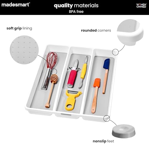 madesmart Classic Utensil Tray, White, 3 Compartment (Pack of 6) - Image 5