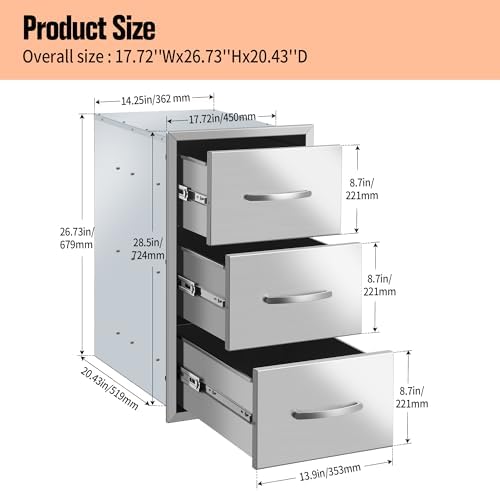 Outdoor Kitchen Drawers 16W x 28H x 20D Inch, Flush Mount Access BBQ Island Drawers for Outdoor Kitchens or Patio Grill Station - Image 2