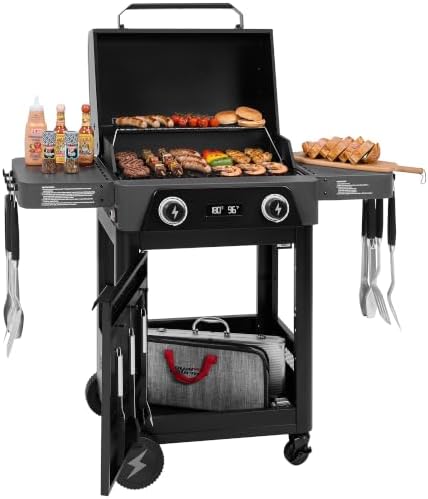 DL2002 Dual-Zone Electric Grill Gray & Black by GrillsHouse