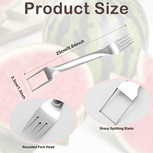 2Pcs Watermelon Fork Slicer Cutter, Stainless Steel 2-in-1 Watermelon Fork Slicer, Portable Watermelon Fork Watermelon Cutter Slicer Tool Fruit Forks Slicer for Home Party Camping Kitchen Gadget - Image 7