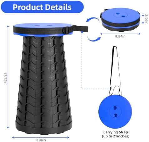 Qiguet Collapsible Stool, Folding Chair - Upgraded Portable Chair with 400lbs Load Capacity, Perfect for Camping, Fishing, Hiking - Folding Stool with Carrying Straps, Gifts for Fisherman (Blue) - Image 2