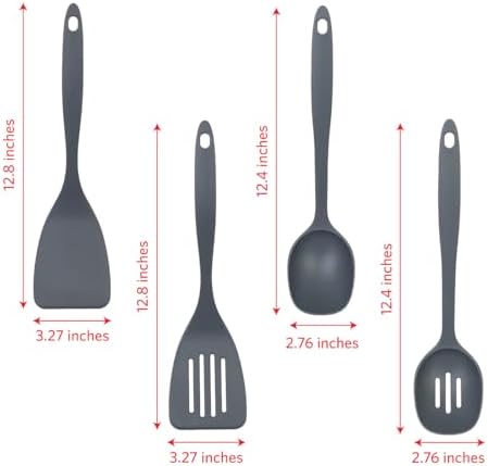 Glad Kitchen Utensils Set, 8pcs - Nonstick Cooking Tools with Utensil Holder - Nylon Spoon, Ladle, Skimmer, Spaghetti Server, and Turner Spatula Set - Dishwasher Safe, Grey, (Pack of 6) - Image 3