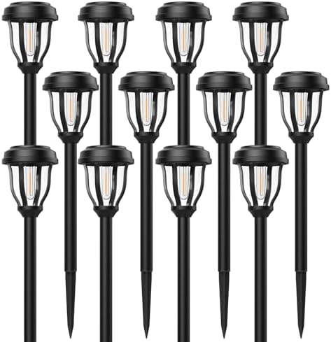 DERAYSION 12 Pack Solar Lights Outdoor, Waterproof LED Solar Pathway Lights by DERAYSIONSolarLighting