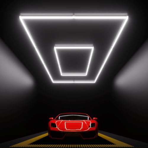 Rectangular LED Garage Lights, 6500K 54000LM Bright Hexagon Garage Lights with Boarder, Led Ceiling Lights for Garage Gym Basement Barbershop Car Detailing Workshop by WelcometovisitLitezone