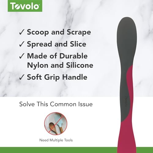 Tovolo Mini Scoop and Spread Tool for Kitchen Meal Prep Small Sandwich Spreader Spatula for Peanut Butter Jelly, Silicone BPA Free Dishwasher Safe Scooper Spreader, Charcoal Gray and Viva Magenta - Image 3