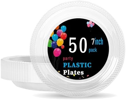 WELLIFE 7 Inch Clear Plastic Plates 50 Count by WELLIFE