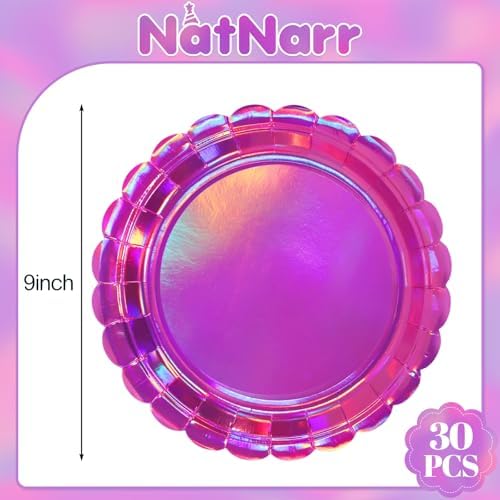 NatNarr 30 Pk Iridescent Pink Plates 9" Halloween Dessert Cake Plates - Image 2