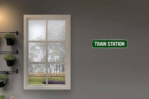 Train Station Metal Sign 4x16in Vintage Street Plaque for Office Living Room Hallway Indoor House Wall Decor - Image 4