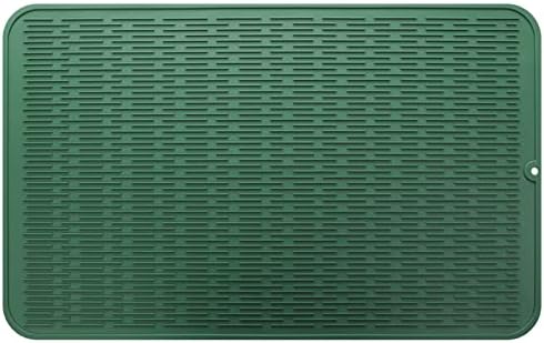 MicoYang Silicone Dish Drying Mat for Multiple Usage,Easy clean,Eco-friendly,Heat-resistant Silicone Mat for Kitchen Counter or Sink,Refrigerator or Drawer Liner Green 3XL 28 inches x 18 inches by MicoYang