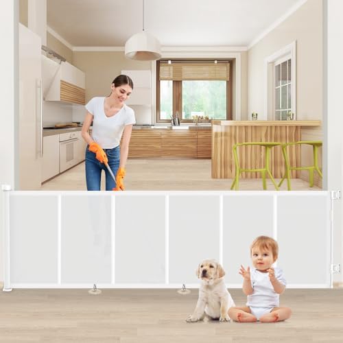EZIGO 120 Inch Retractable Baby Gates Extra Wide Reinforced Baby Dog Gate by EZIGO