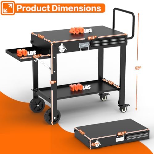COZEER Portable Grill Table for Blackstone Griddle, Grill Cart with Caddy - Image 2