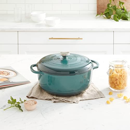 Lodge 7.5 Quart Enameled Cast Iron Dutch Oven with Lid – Dual Handles – Oven Safe up to 500° F or on Stovetop - Use to Marinate, Cook, Bake, Refrigerate and Serve – Lagoon - Image 6
