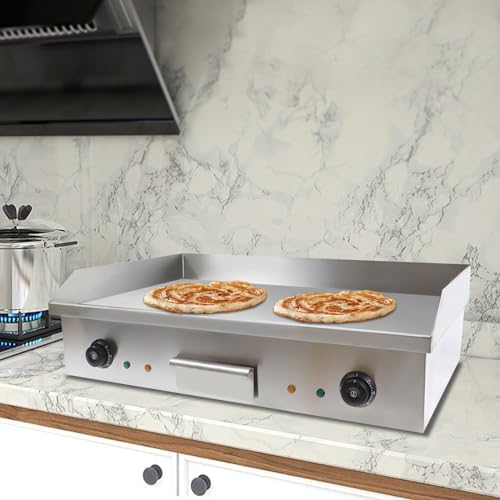 Commercial Electric Griddle With Temperature Control, 300w Stainless Steel Countertop Outdoor Flat Top Grills 28.62X15.75in with Oil Collecting Box for Crispy Bacon, Grilled Cheese, Fajitas - Image 6