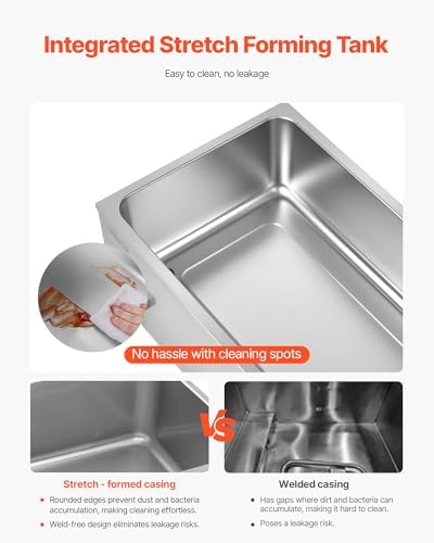 VEVOR 24QT Commercial Food Warmer, 5-Pan Electric Steam Table, 1200W Professional Countertop Stainless Steel Buffet Bain Marie with 86-185°F Temp Control for Catering, Buffet, Parties, Restaurants - Image 4