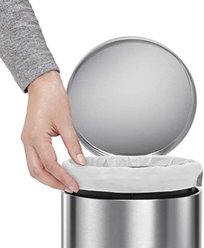 simplehuman Round Step Can, 4.5L / 1.2 Gallon Compact Bathroom Trash Can, 150,000-Step Pedal, Lid Shox® Silent Close, Removable Inner Bucket, Brushed Stainless Steel - Image 3