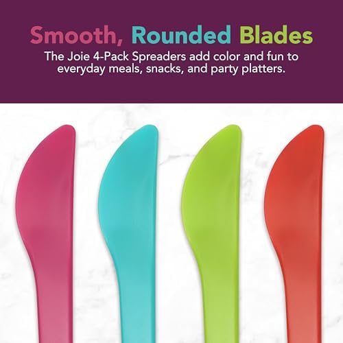 Joie Spreaders Set, Reusable Plastic Knives, 4-Count Assorted Colors - Image 4