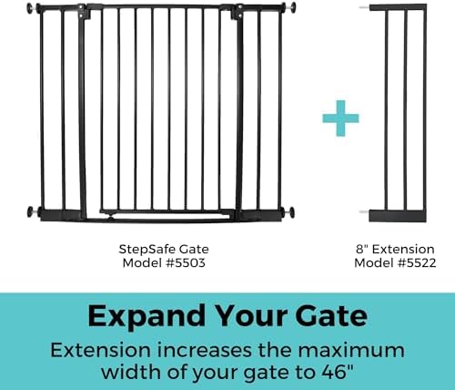 Toddleroo StepSafe Auto-Close Baby Gate 3-Bar Extension; 8" Wide, Black - Image 3