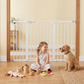 Mumeasy 36" Extra Tall Baby Gate for Doorways, 29.7"-57" Extra Wide Dog Gate for Stairs, Pressure Mounted Auto Close Pet Safety Gate with Easy Walk Thru Door, Large Indoor Child Gate for House, White by Mumeasy-FocusonBabyPetSafetyGate