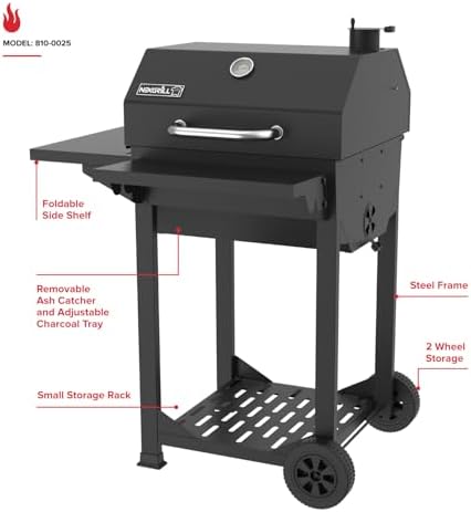 Nexgrill 22" Barrel Charcoal Grill, Side Shelf with Adjustable Chimney - Image 2