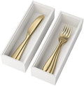 Lixple Bamboo Kitchen Drawer Organizer, 2 Pack, 9" x 3" x 2", White by Lixple