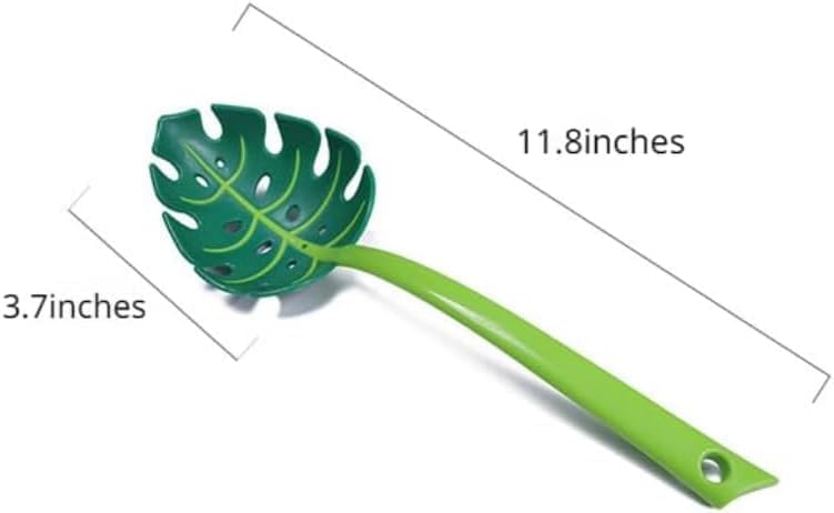 inches 2Pcs Jungle Green Jungle Spoon - Turtle Back Leaf Spoon,pasta spoon,kitchen gadgets 11.8in - Image 3