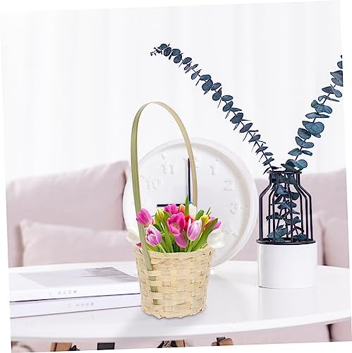 8 Pack Hand-Woven Bamboo Storage Baskets for Fruit, Vegetable - Image 2