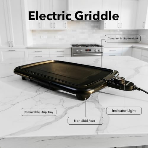 OVENTE Electric Griddle with 16 x 10 Inch Non-Stick Plate, Black GD1610B - Image 3