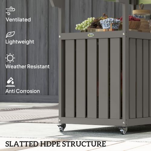 Outsunny Outdoor Bar Cart with Storage Cabinet Kitchen Island Dark Gray - Image 5