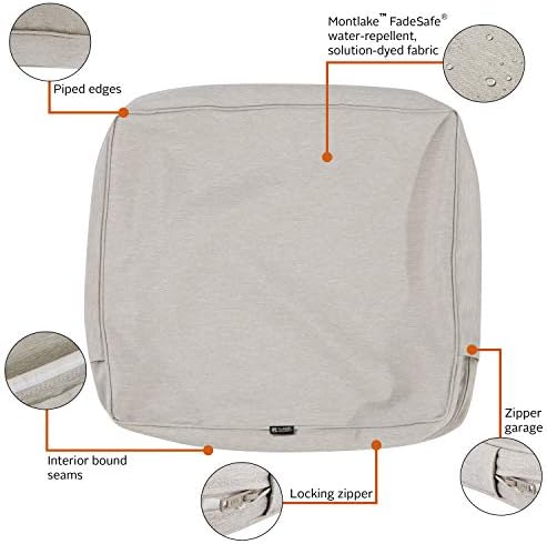 Classic Accessories Montlake FadeSafe Water-Resistant Patio Lounge Back Cushion Cover, 21 x 15 x 4 Inch, Heather Grey, Patio Furniture Cushion Covers - Image 3
