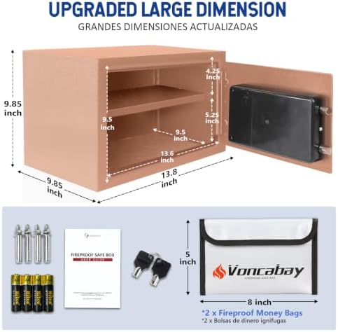 Voncabay Money Safe Box for Home with Digital Keypad, 0.8 Cu. Ft., Khaki - Image 2