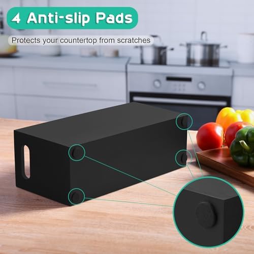ALELION Large Utensil Holder with Removable Divider - 4 Compartment Wooden Utensil Caddy Organizer for Kitchen Counter - Black Cooking Utensil Crock for Countertop - Image 4