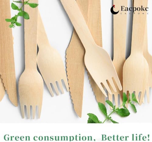Disposable Wooden Forks, 100 PCS Eco-friendly Forks Recycling Wood Utensils Disposable Cutlery Fork for Eating, Outdoor Camping, Party, Picnics, Weddings, Dinner Events - Image 6