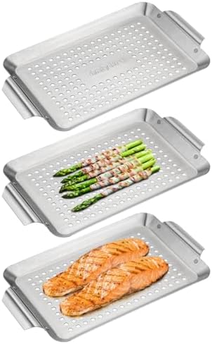 Onlyfire 3 Packs Stainless Steel Rectangle Grill Baskets for Grilling by Onlyfire+Chef