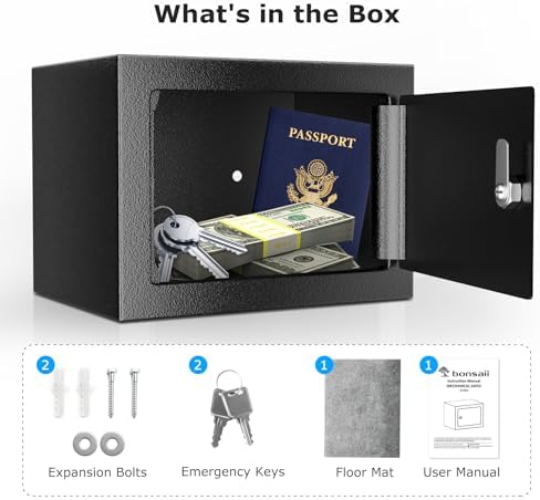 Bonsaii Security Safe Box with Key Lock, 0.23 Cu.Ft for Cash Jewelry Home - Image 6