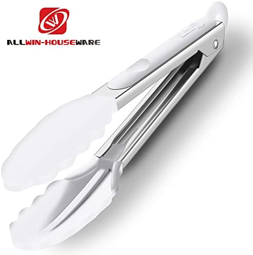 2 Pack Silicone Kitchen Tongs, 9 & 12 Inch, Stainless Steel, Light Grey - Image 5