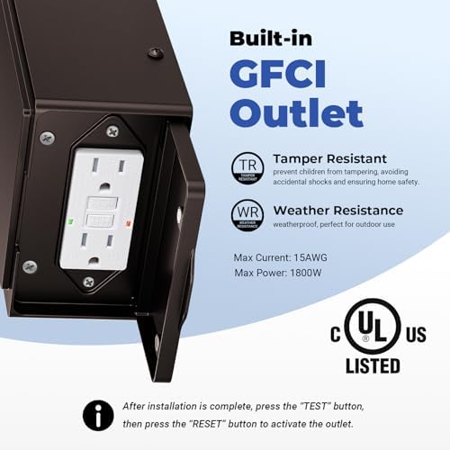 Dusk to Dawn Outdoor Lighting with GFCI Outlet, Oil Rubbed Bronze - Image 2